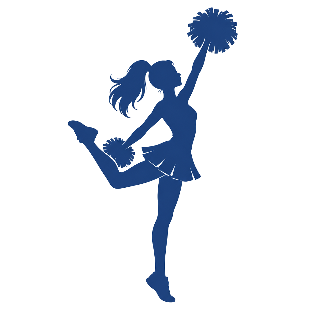 Silhouette d'une cheerleader avec pompoms